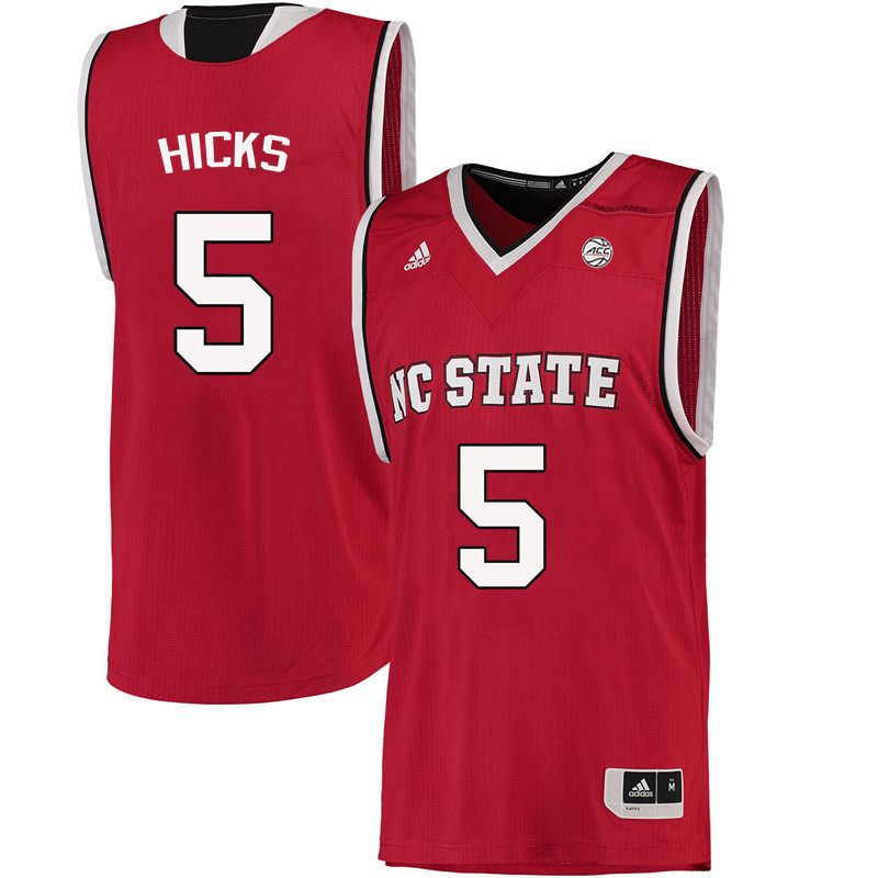 Men NC State Wolfpack #5 Darius Hicks College Basketball Jerseys-Red